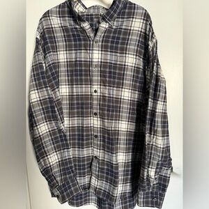 Van Heusen Blue, White & Orange Checkered Flannel Shirt